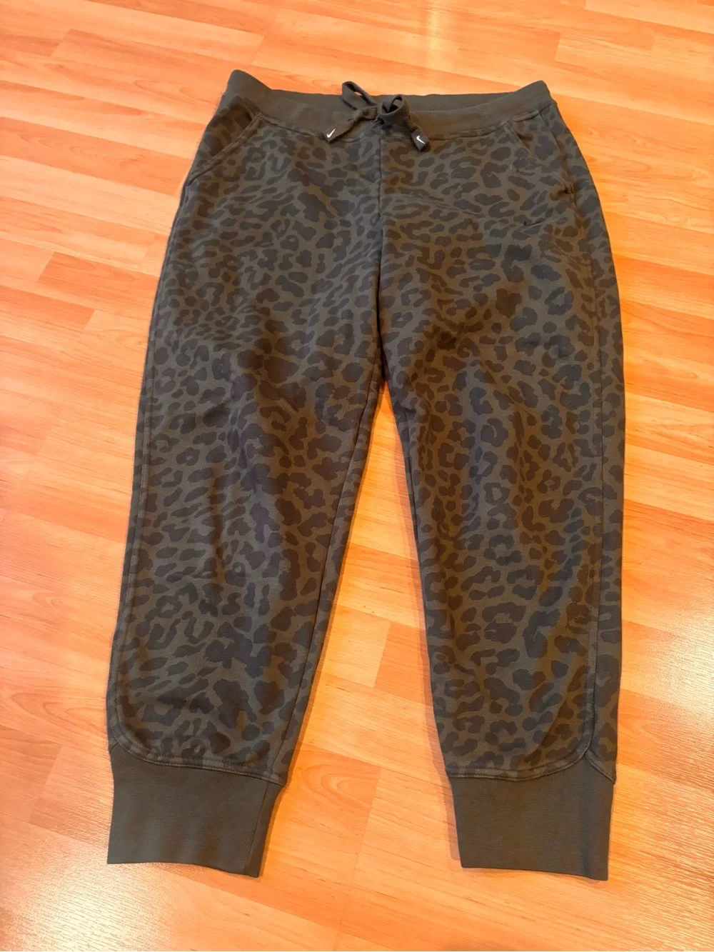 Nike  Olive Green Leopard Print Jogger Pants